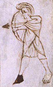 Historic Archery Painting of a Welsh Bowmen (13th Century)