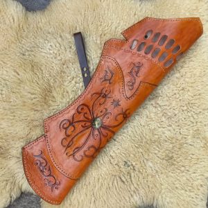 Traditional Hand-Crafted Leather Quiver, resting on fur.